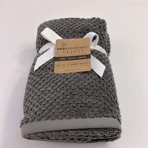 2pc ECOEXISTENCE Bamboo Zero Twist Loops Bath Hand Towel Set - Dark Gray